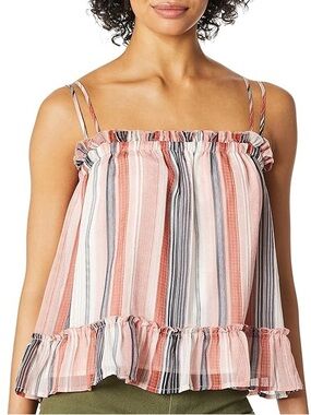 Jack by BB Dakota Boho Striped Ruffle Cami Tank Top
